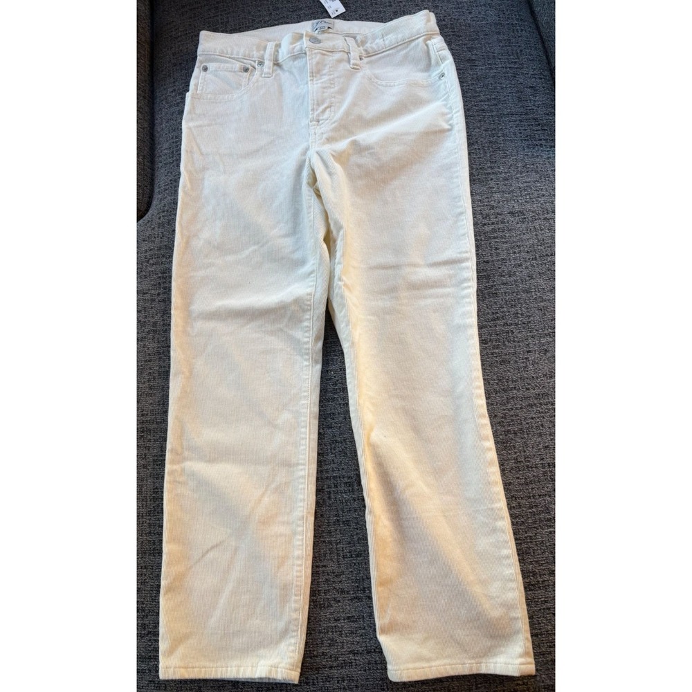 J.Crew Womens Straight Leg Corduroy Pants Ivory White Petite‎ 29P AC335 NWT